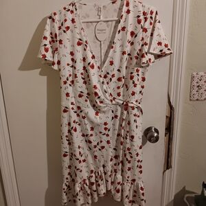 Naggoo Floral Midi Dress - White and Red